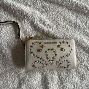 Michael Kors Cream Wristlet with Gold Accents